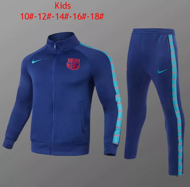 Kids/Youth 2021/22 Barcelona Dark Blue Sweatshirt and Pants Training Kits